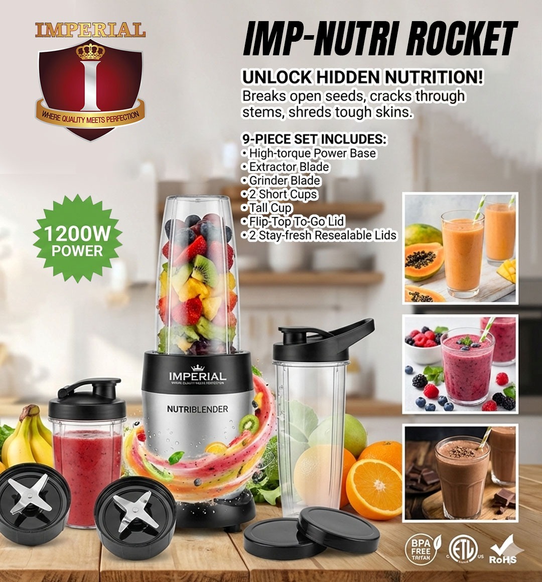 IMPERIAL NUTRI BLENDER -- SUPERB STRONG -- SMOOTHIE / BLENDER IN ONE
